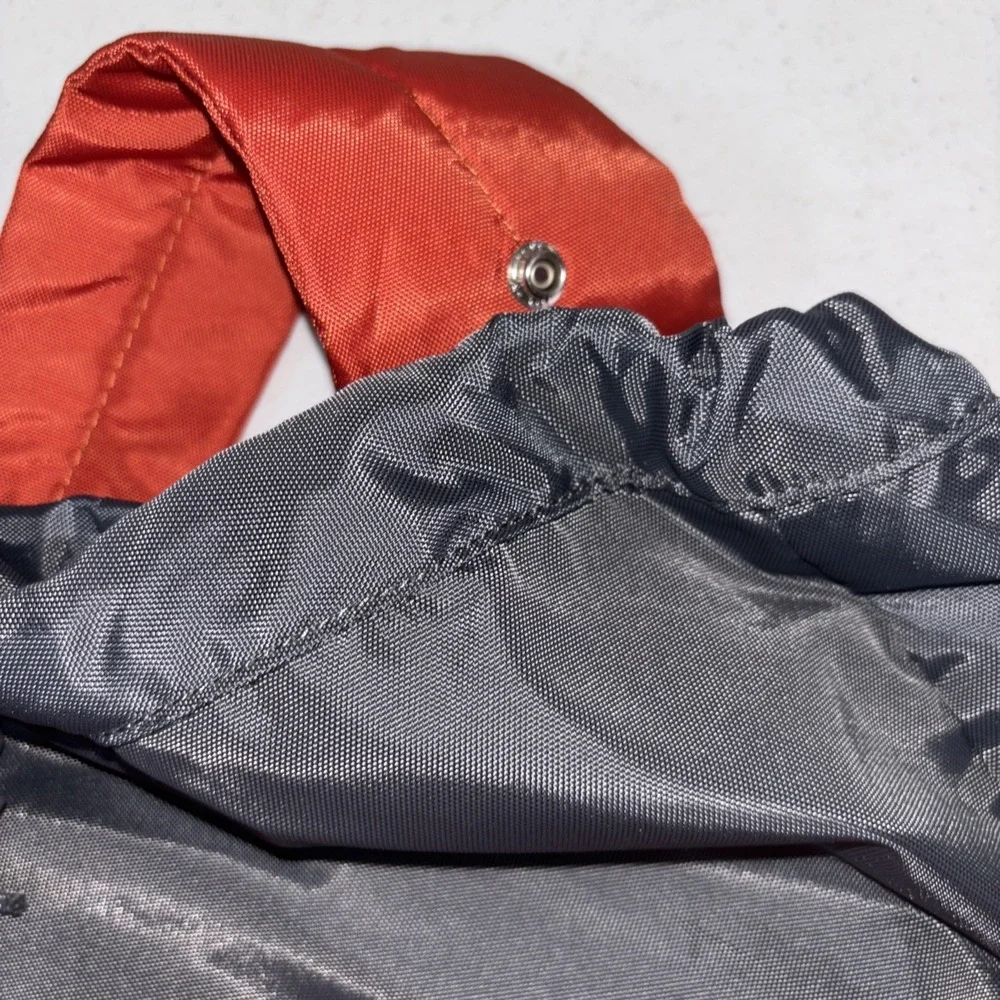 Lands End Packable Drawstring Backpack Or Cinch Big Orange Gray One Shoulder Adj